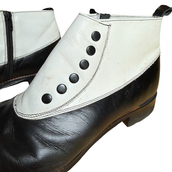Stacy Adams Madison Spectator Spat Ankle Boots Black White Shoes Leather 10 D main image 12